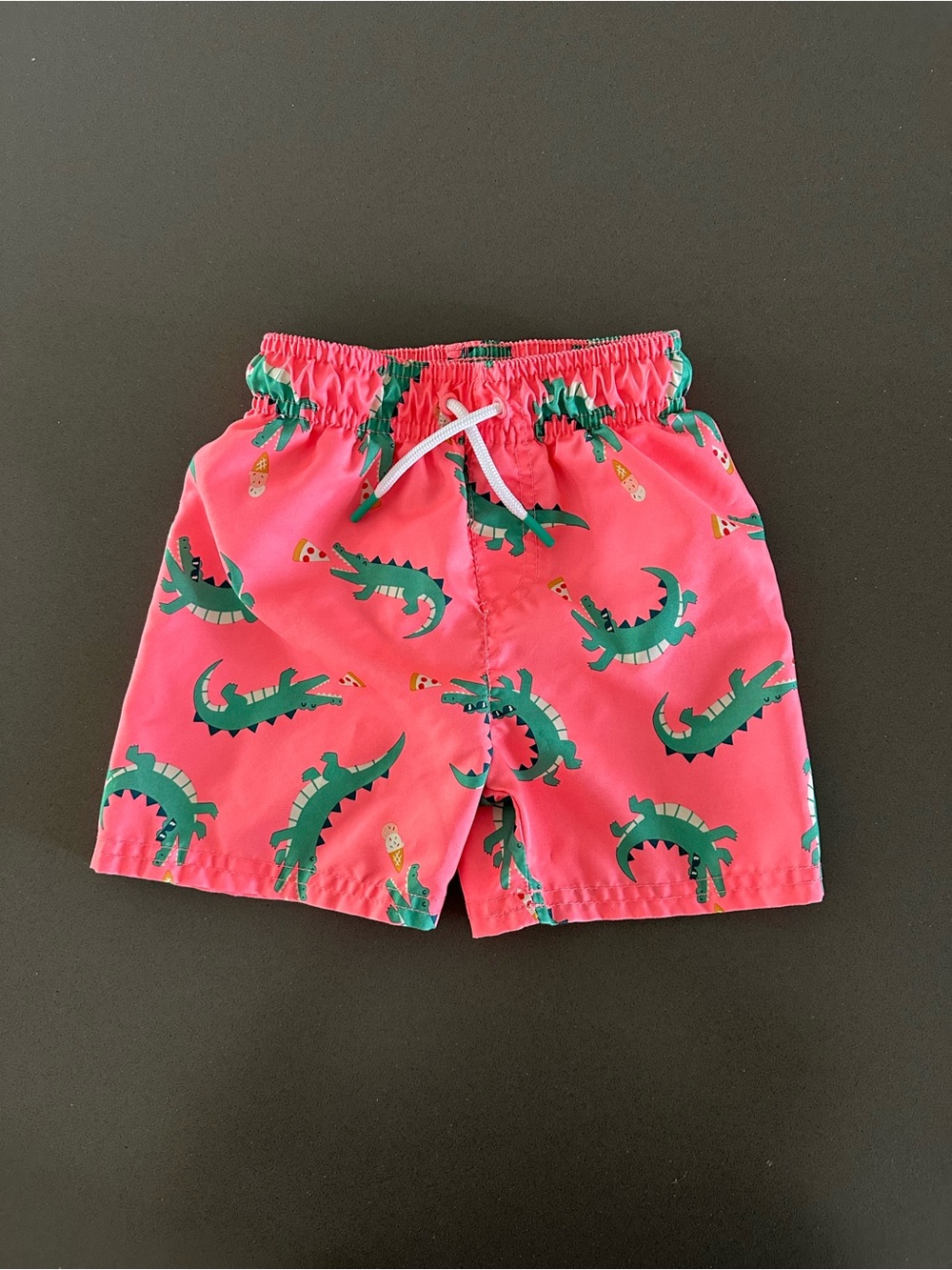 Cat & Jack 3T Pink Swim Shorts with Green Alligator Print